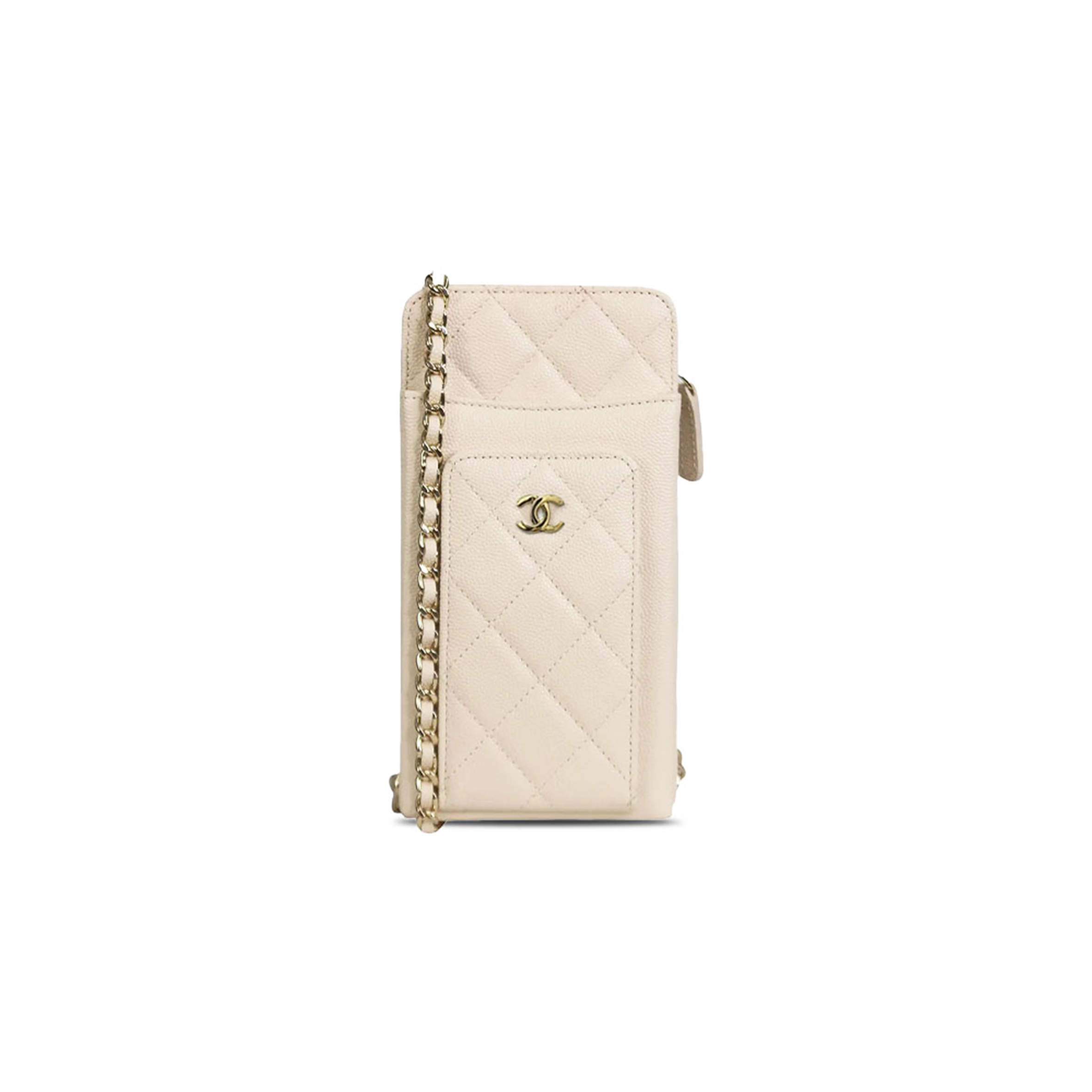 Ch*el caviar quilted cc phone holder off-white (18*10*3cm)